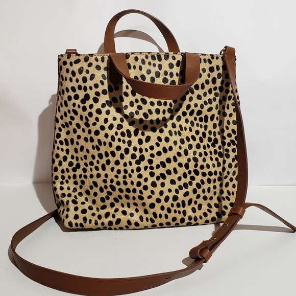 NEW Madewell small transport zip top spotted calf hair crossbody - Picture 11 of 14